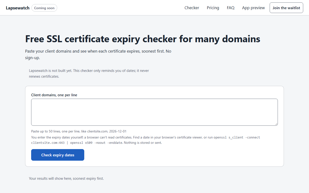 Lapsewatch screenshot
